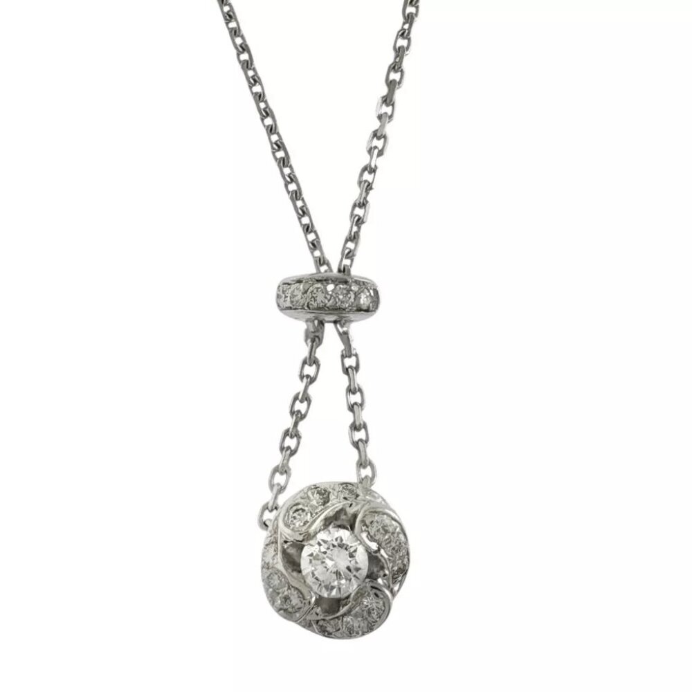 Ponte Vecchio Necklace K18 white gold diamond 0.23ct used